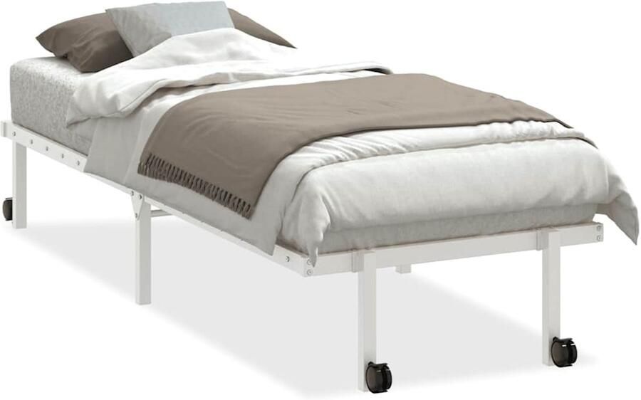 VidaXL Bedframe zonder matras opvouwbaar 75x190 cm staal wit