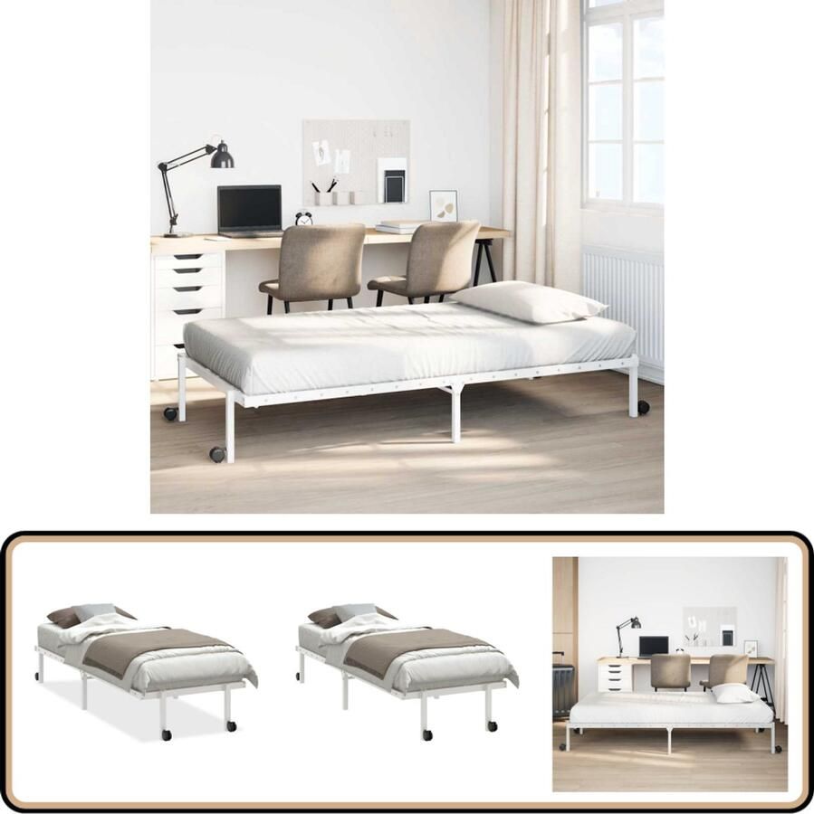 VidaXL Bedframe zonder matras opvouwbaar 80x200 cm staal wit