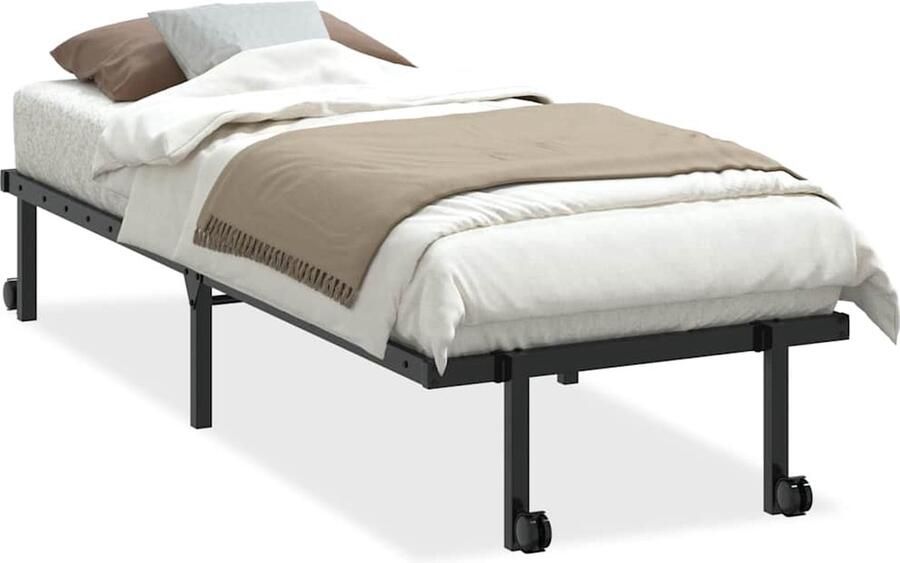 VidaXL Bedframe zonder matras opvouwbaar 80x200 cm staal zwart