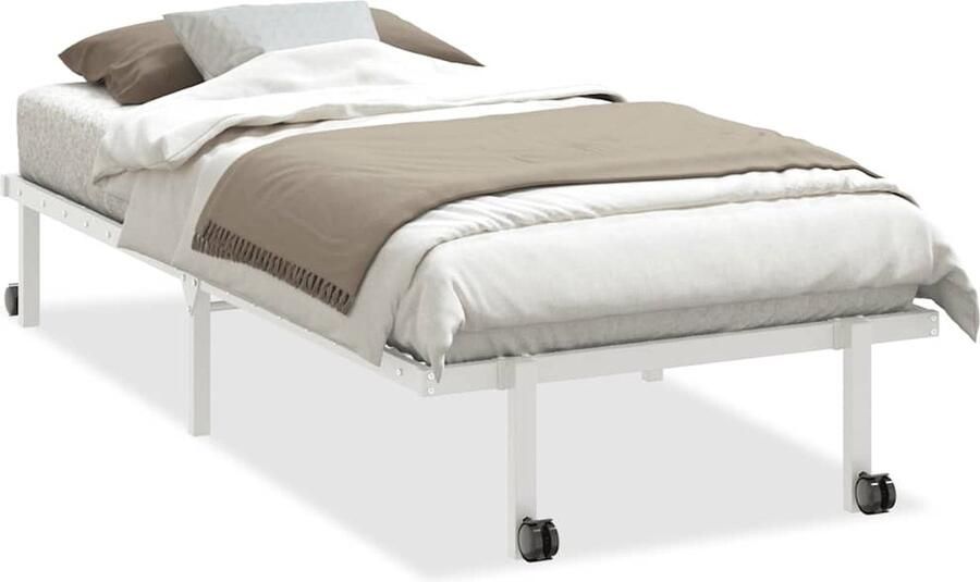 VidaXL Bedframe zonder matras opvouwbaar 90x190 cm staal wit