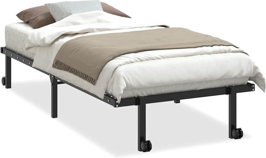 VidaXL Bedframe zonder matras opvouwbaar 90x190 cm staal zwart