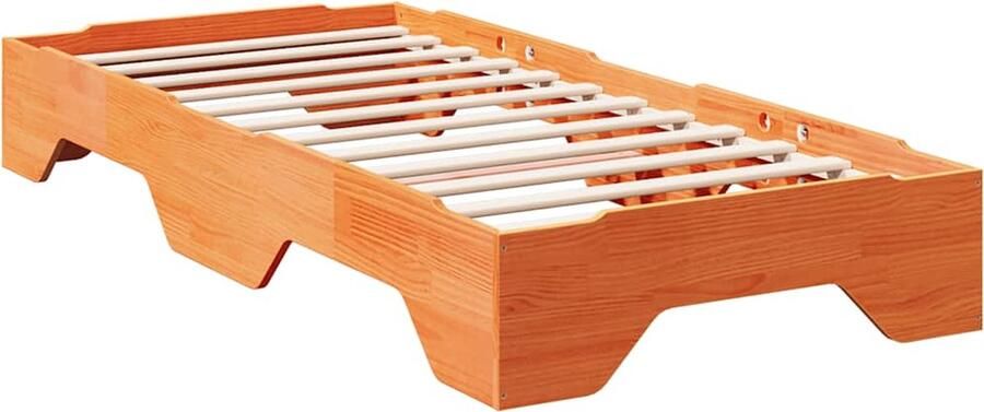 VidaXL Bedframe zonder matras stapelbaar wasbruin 100x200 cm hout - Foto 2