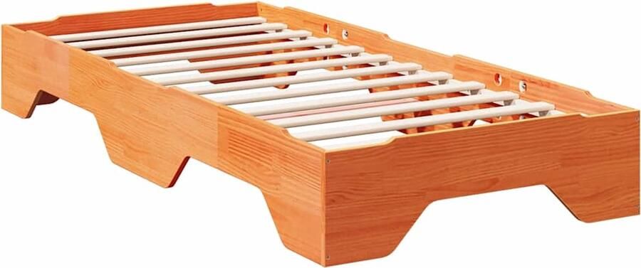 VidaXL Bedframe zonder matras stapelbaar wasbruin 80x200 cm hout