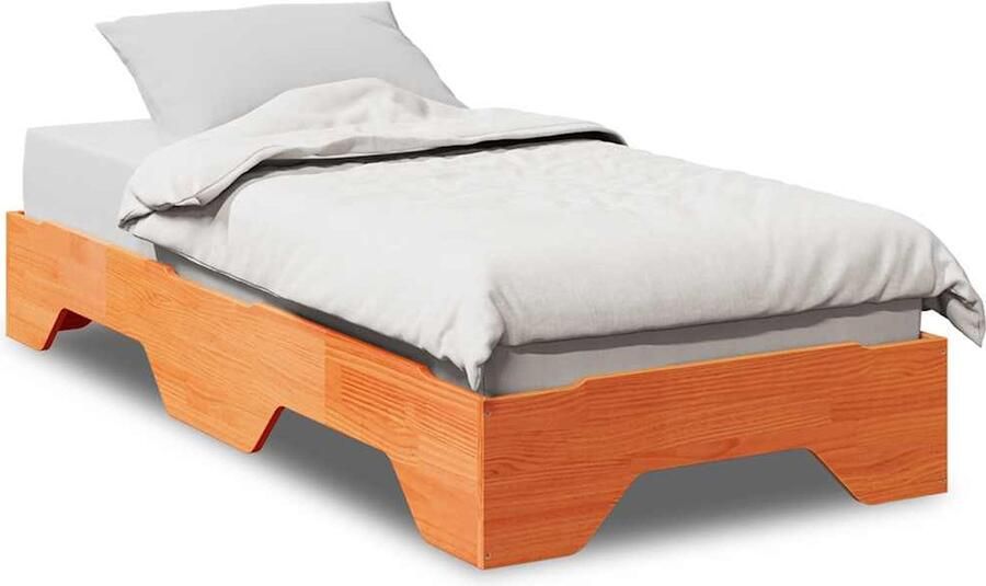 VidaXL Bedframe zonder matras stapelbaar wasbruin 90x190 cm hout