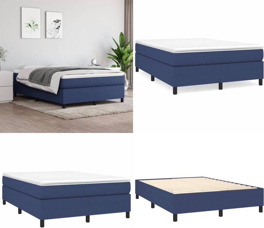 VidaXL Bedframe zonder matras stof blauw 140x190 cm Bedframe Bed Slaapmeubel