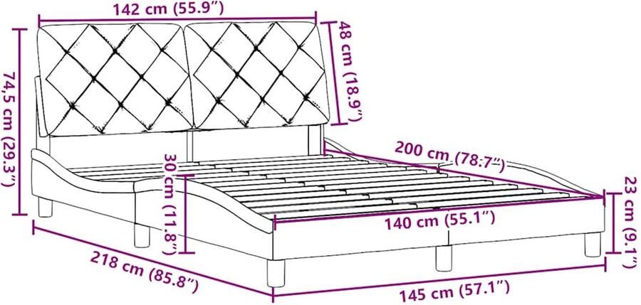 VidaXL Bedframe zonder matras stof blauw 140x200 cm - Foto 5
