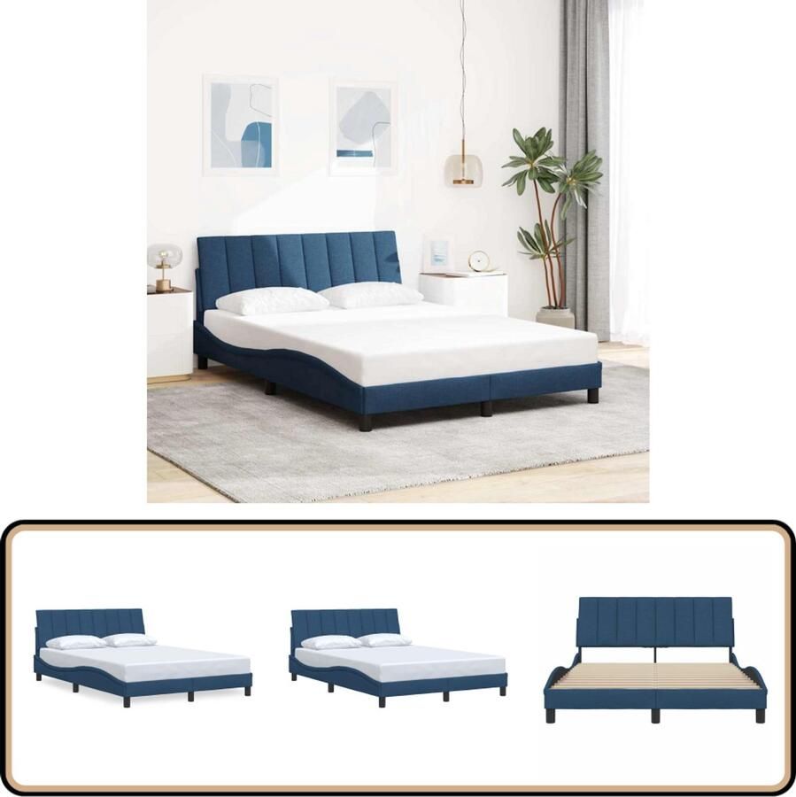VidaXL Bedframe zonder matras stof blauw 140x200 cm