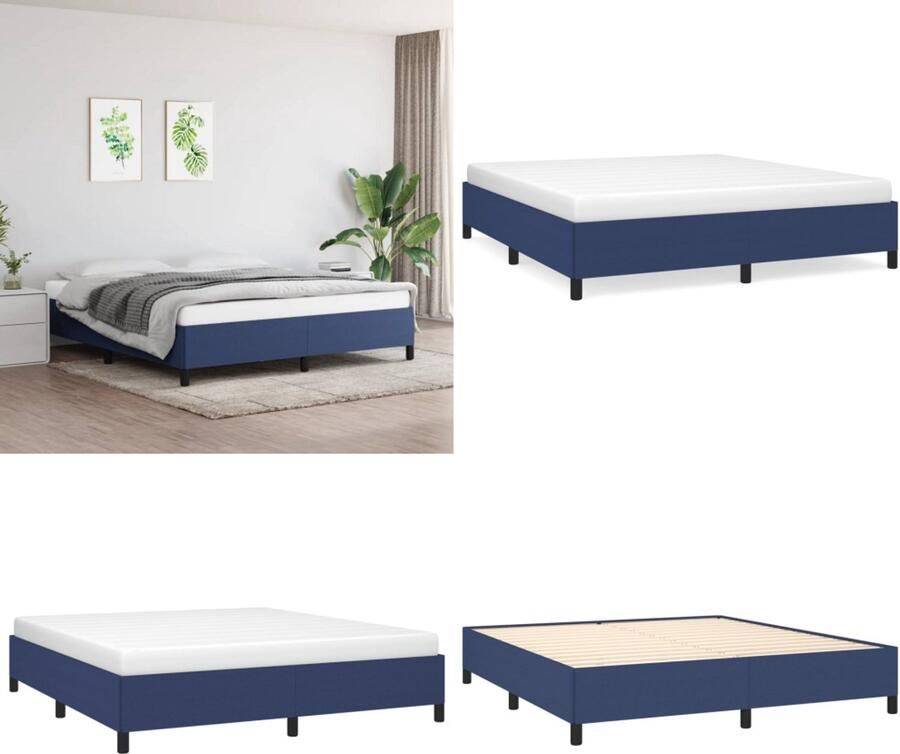 VidaXL Bedframe zonder matras stof blauw 160x200 cm Bedframe Bed Slaapmeubel