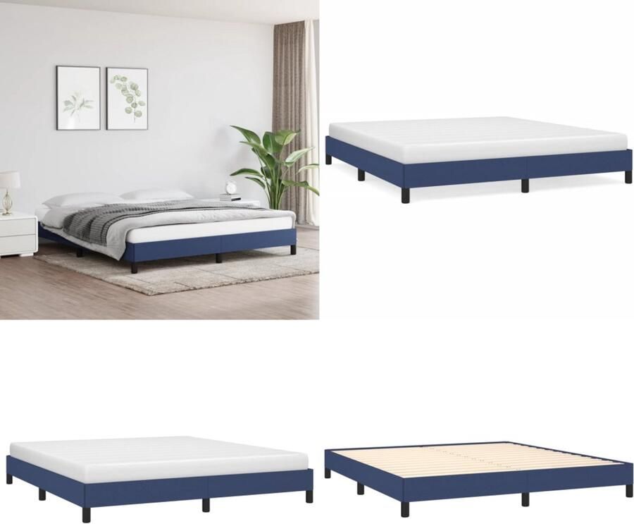 VidaXL Bedframe zonder matras stof blauw 160x200 cm Bedframe Bed Slaapmeubel - Foto 2