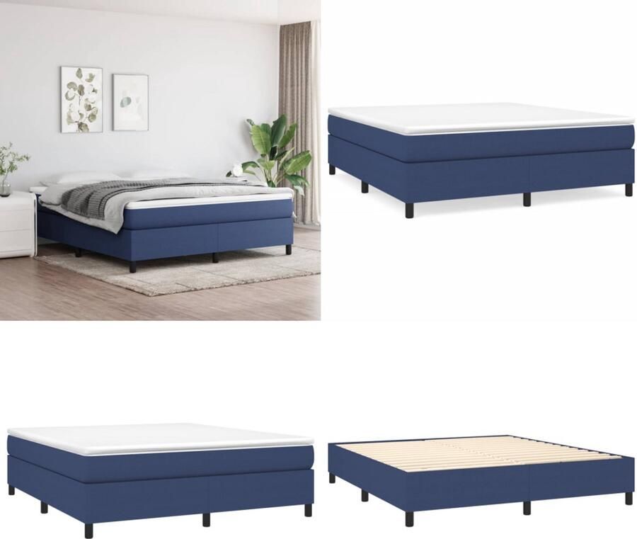 VidaXL Boxspringframe stof blauw 160x200 cm Boxspringframe Boxspringframes Bed Ledikant
