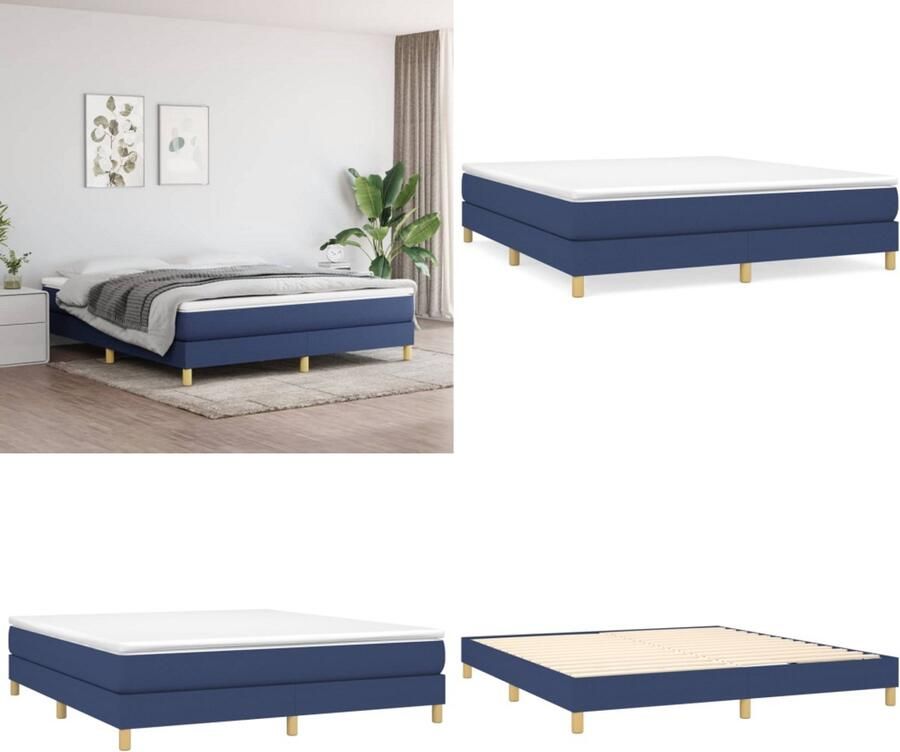 VidaXL Bedframe zonder matras stof blauw 160x200 cm Bedframe Bed Slaapmeubel