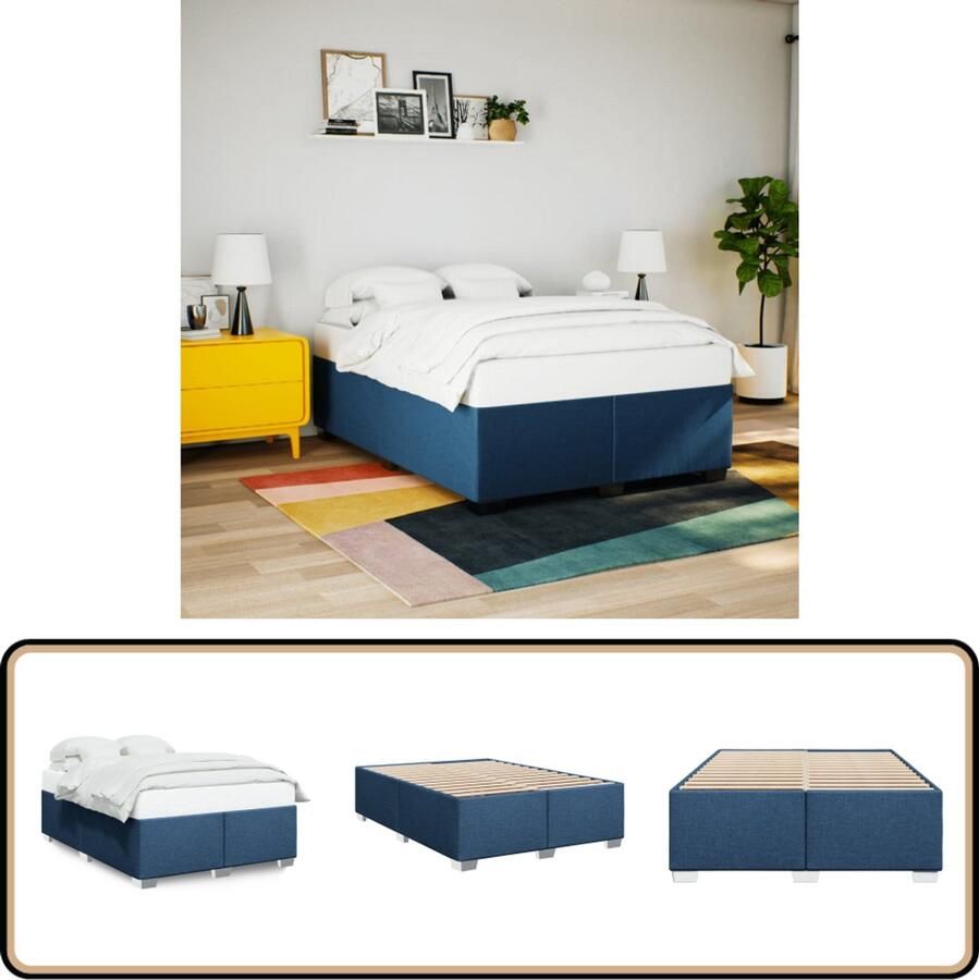 VidaXL Bedframe zonder matras stof blauw 160x200 cm