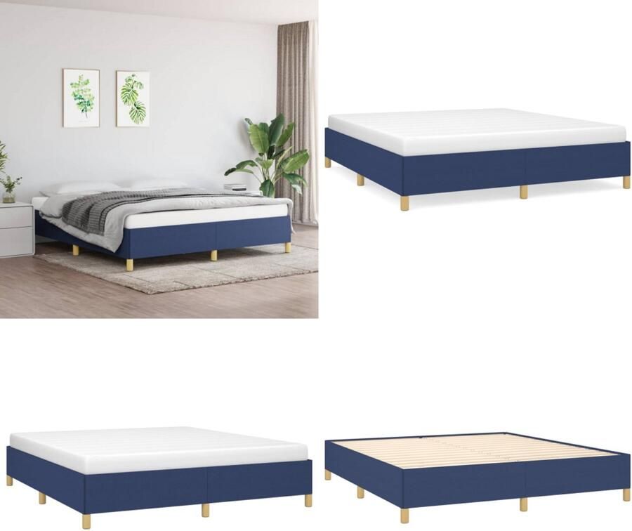 VidaXL Boxspringframe stof blauw 180x200 cm Boxspringframe Boxspringframes Bed Ledikant