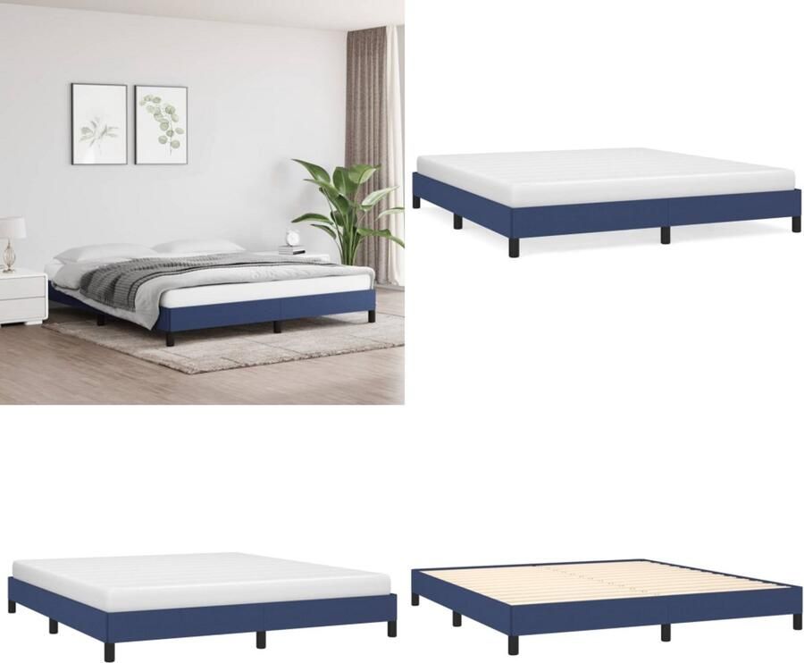 VidaXL Bedframe zonder matras stof blauw 180x200 cm Bedframe Bed Slaapmeubel