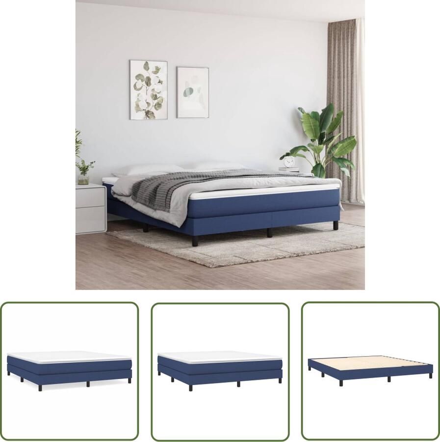 The Living Store Boxspringframe stof blauw 180x200 cm Boxspringframe Boxspringframes Bed Ledikant Slaapmeubel Bedframe Bedbodem Tweepersoonsbed Boxspring Bedden Ledikanten