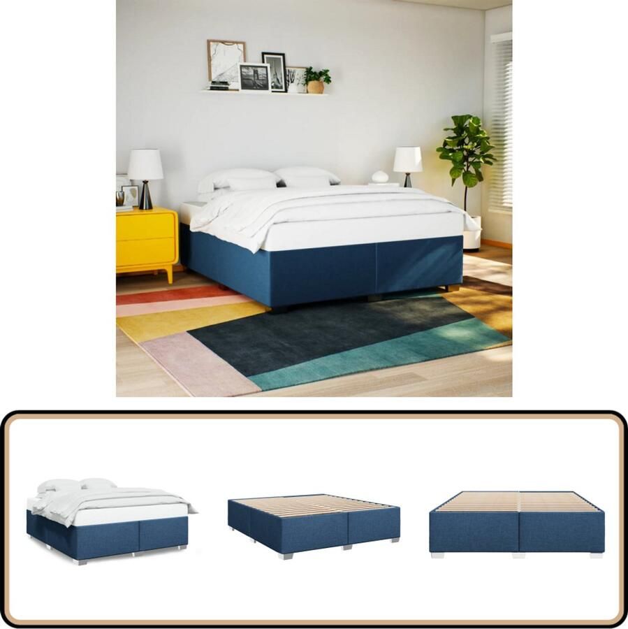 VidaXL Bedframe zonder matras stof blauw 180x200 cm
