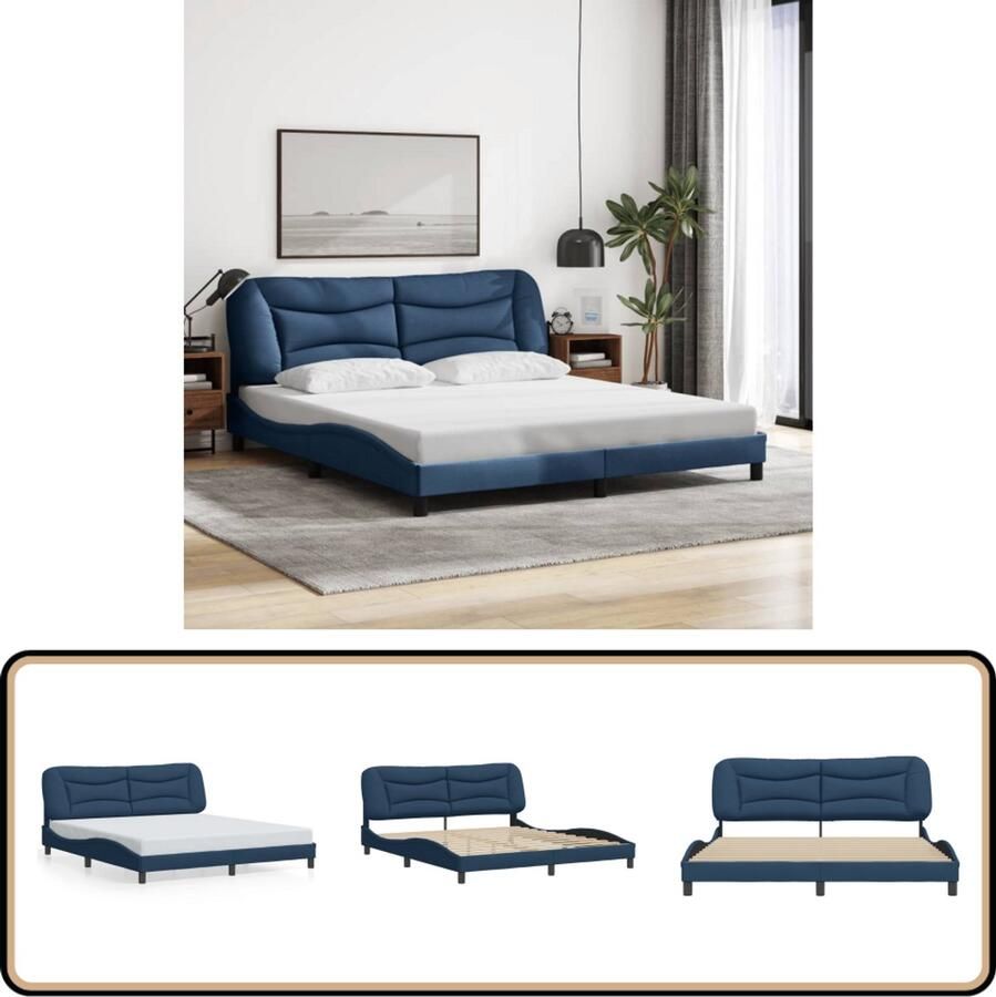 VidaXL Bedframe zonder matras stof blauw 180x200 cm