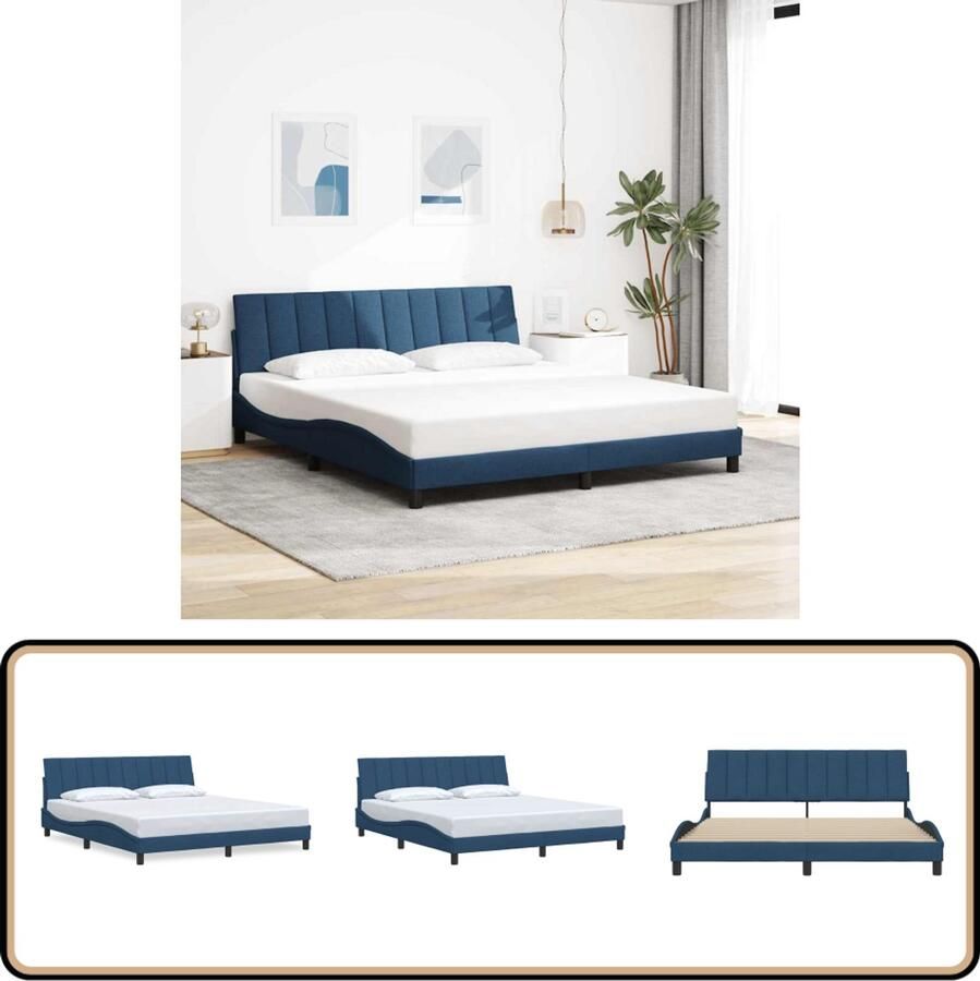 VidaXL Bedframe zonder matras stof blauw 180x200 cm
