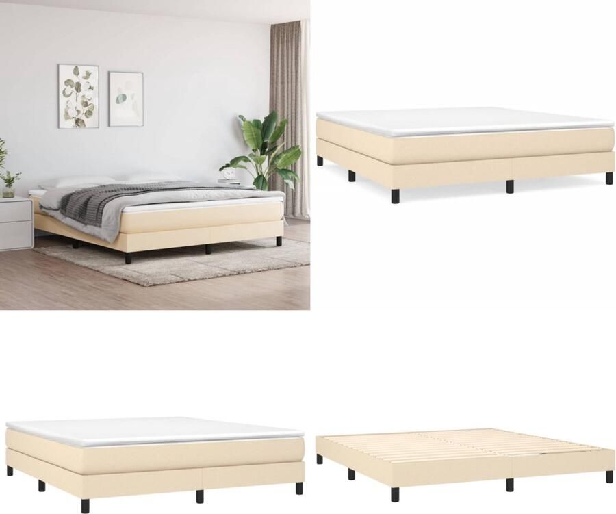 VidaXL Boxspringframe stof crèmekleurig 160x200 cm Boxspringframe Boxspringframes Bed Ledikant