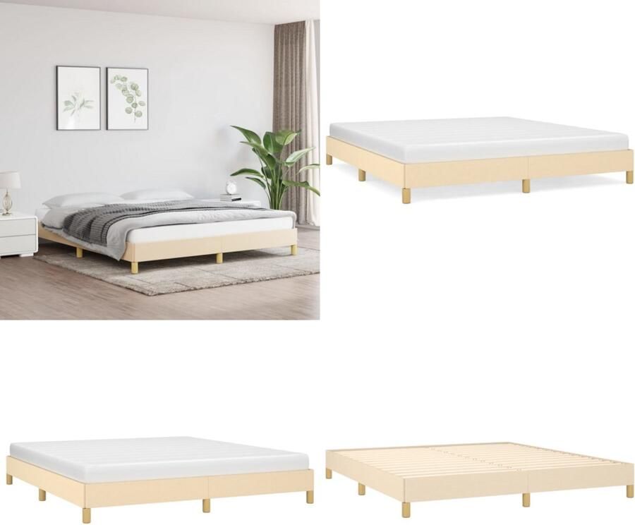 VidaXL Boxspringframe stof crèmekleurig 180x200 cm Boxspringframe Boxspringframes Bed Ledikant