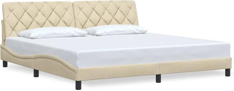 VidaXL Bedframe zonder matras stof crèmekleurig 200x200 cm