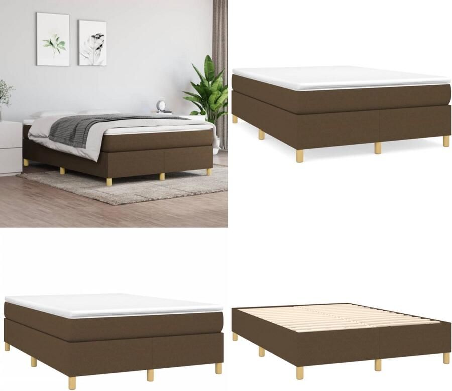 VidaXL Bedframe zonder matras stof donkerbruin 140x200 cm - Foto 3