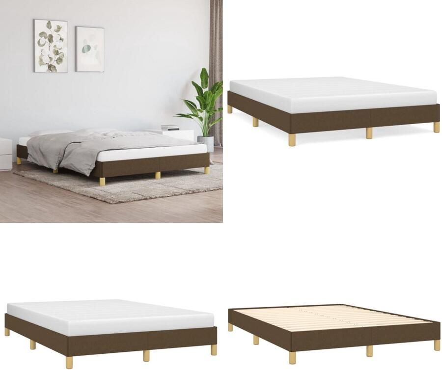 VidaXL Bedframe zonder matras stof donkerbruin 160x200 cm - Foto 3