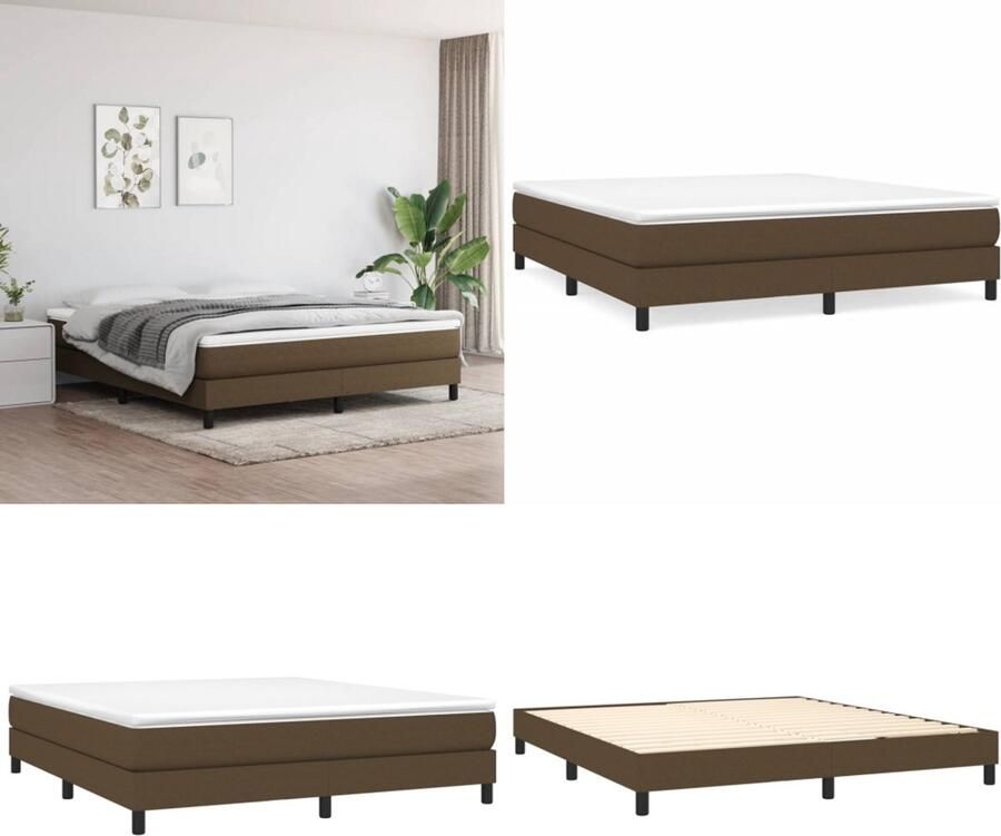 VidaXL Bedframe zonder matras stof donkerbruin 160x200 cm Bedframe Bed Slaapmeubel