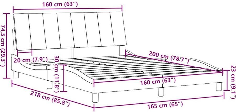 VidaXL Bedframe zonder matras stof donkerbruin 160x200 cm - Foto 8