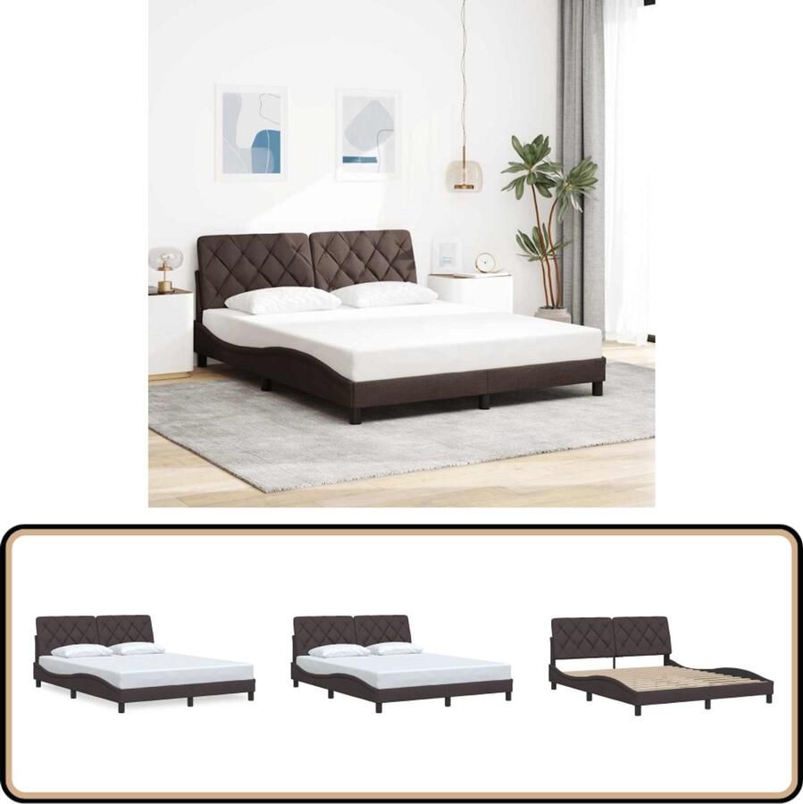 VidaXL Bedframe zonder matras stof donkerbruin 160x200 cm