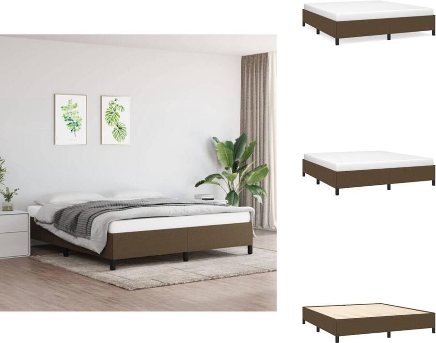 VidaXL Bedframe zonder matras stof donkerbruin 160x200 cm - Foto 5