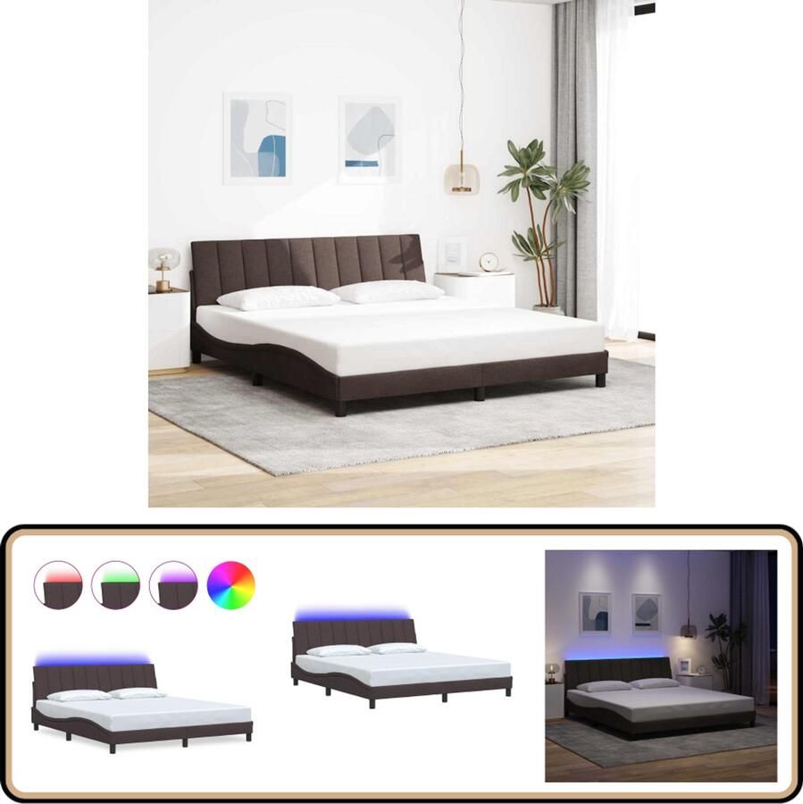 VidaXL Bedframe zonder matras stof donkerbruin 180x200 cm