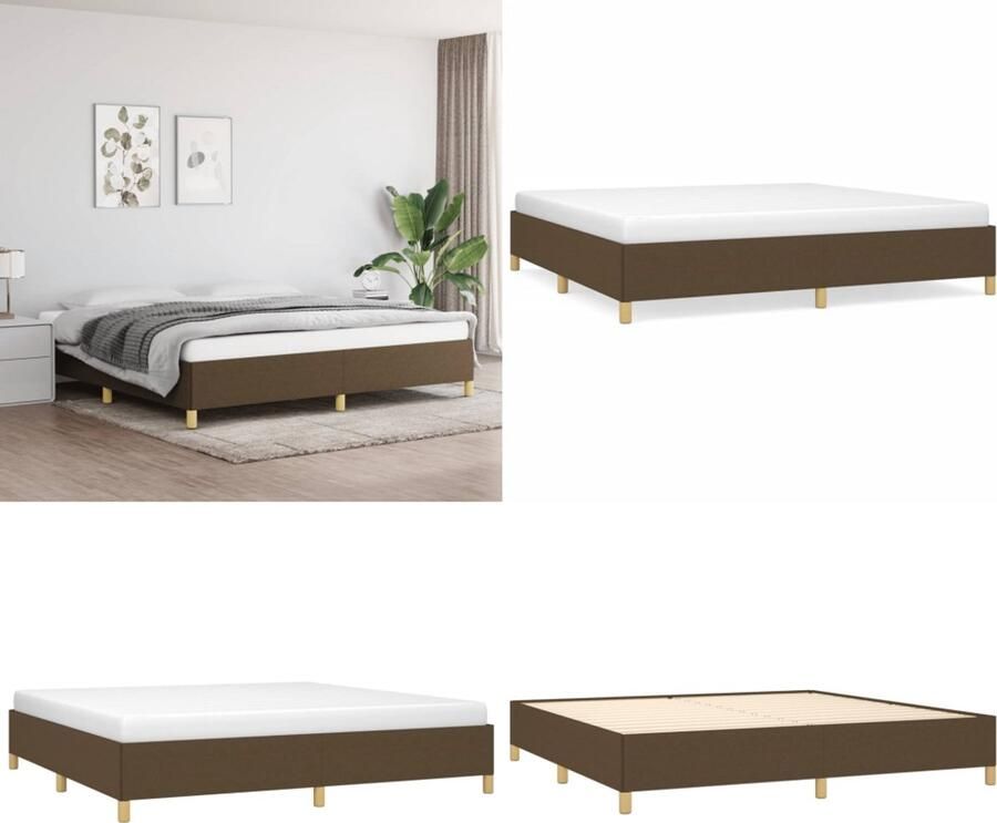 VidaXL Boxspringframe stof donkerbruin 200x200 cm Boxspringframe Boxspringframes Bed Ledikant - Foto 2