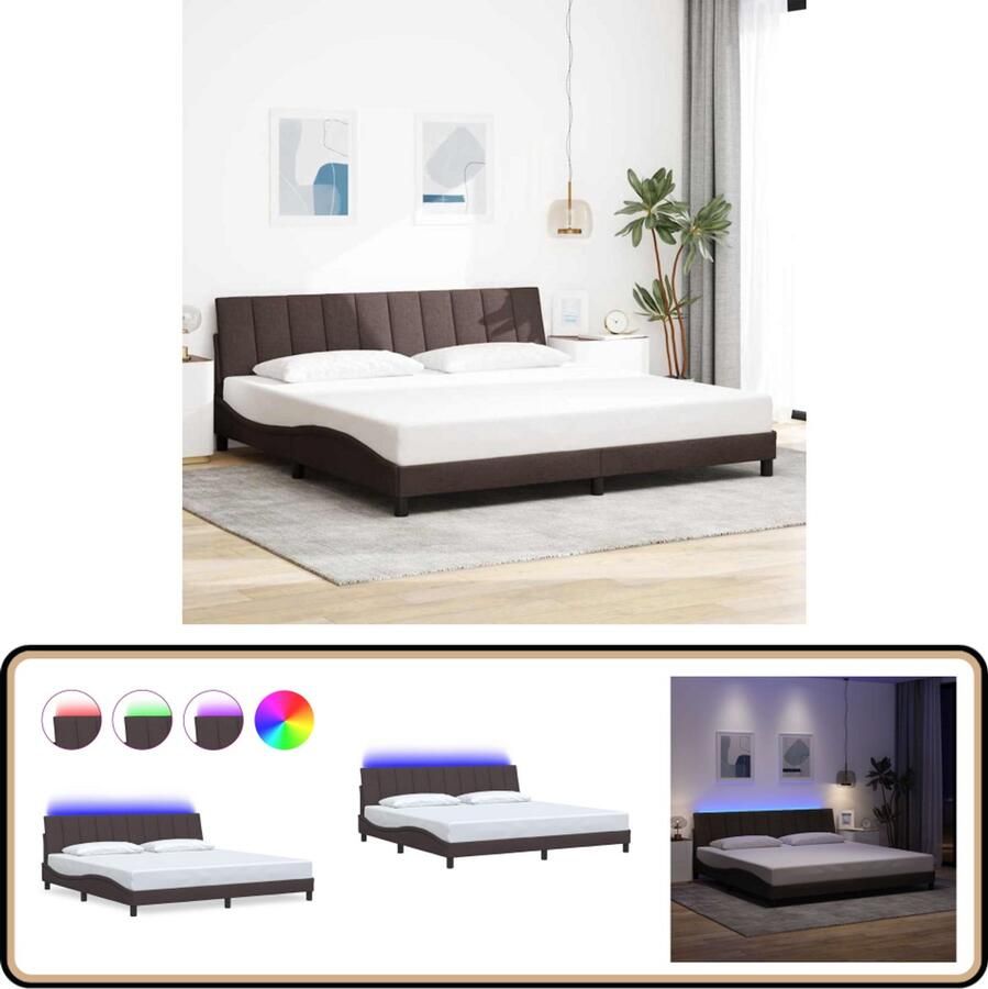 VidaXL Bedframe zonder matras stof donkerbruin 200x200 cm