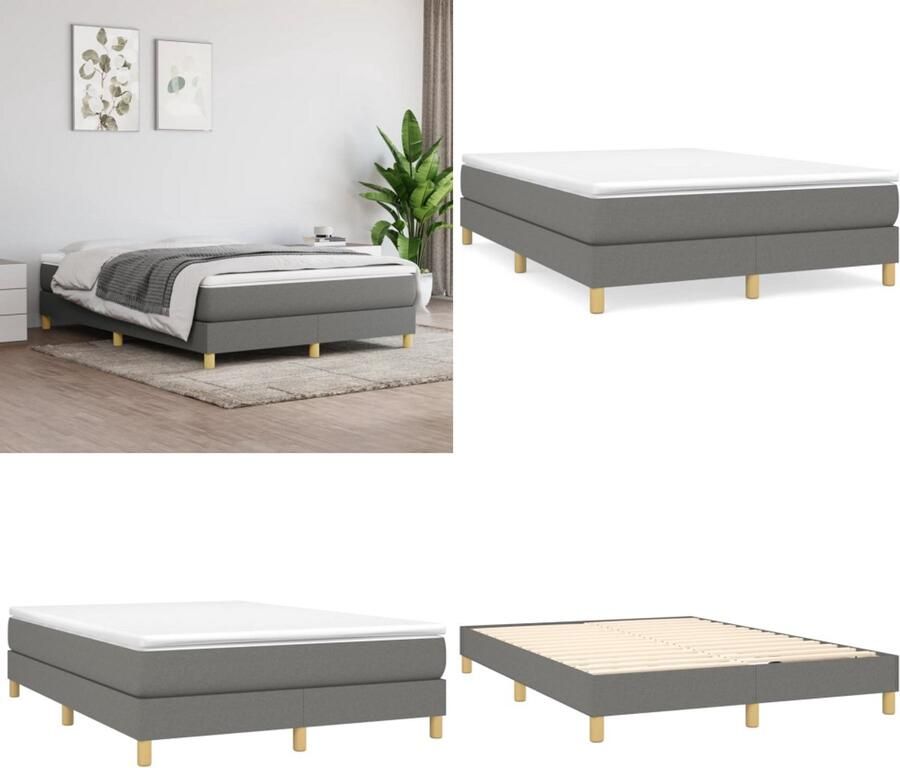 VidaXL Bedframe zonder matras stof donkergrijs 140x190 cm Bedframe Bed Slaapmeubel