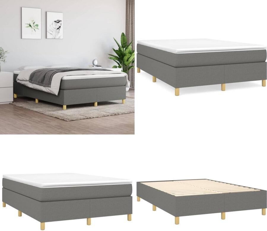 VidaXL Bedframe zonder matras stof donkergrijs 140x190 cm Bedframe Bed Slaapmeubel