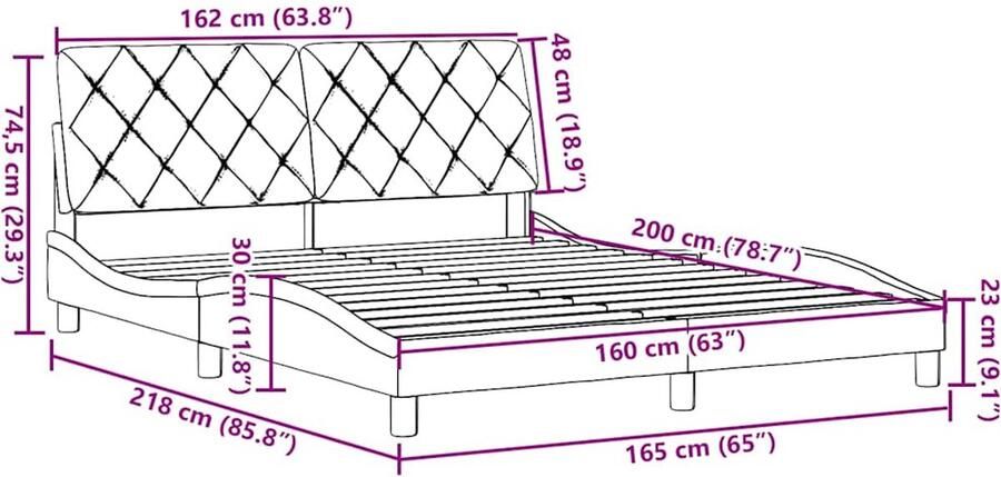 VidaXL Bedframe zonder matras stof donkergrijs 160x200 cm - Foto 4