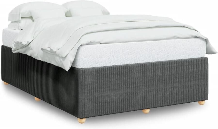 VidaXL Bedframe zonder matras stof donkergrijs 160x200 cm - Foto 3