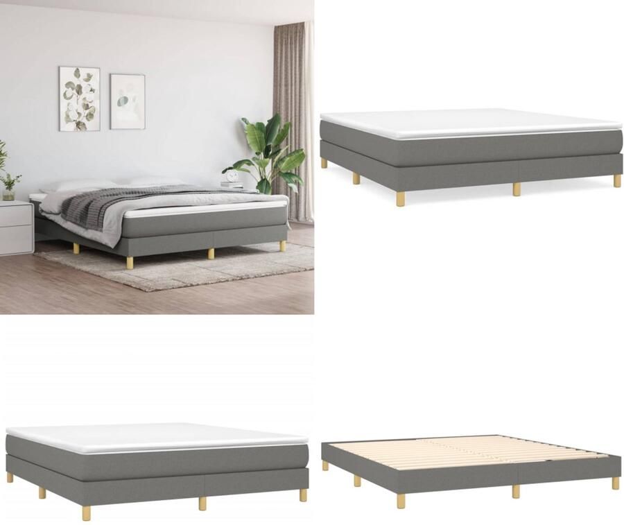 VidaXL Bedframe zonder matras stof donkergrijs 180x200 cm Bedframe Bed Slaapmeubel