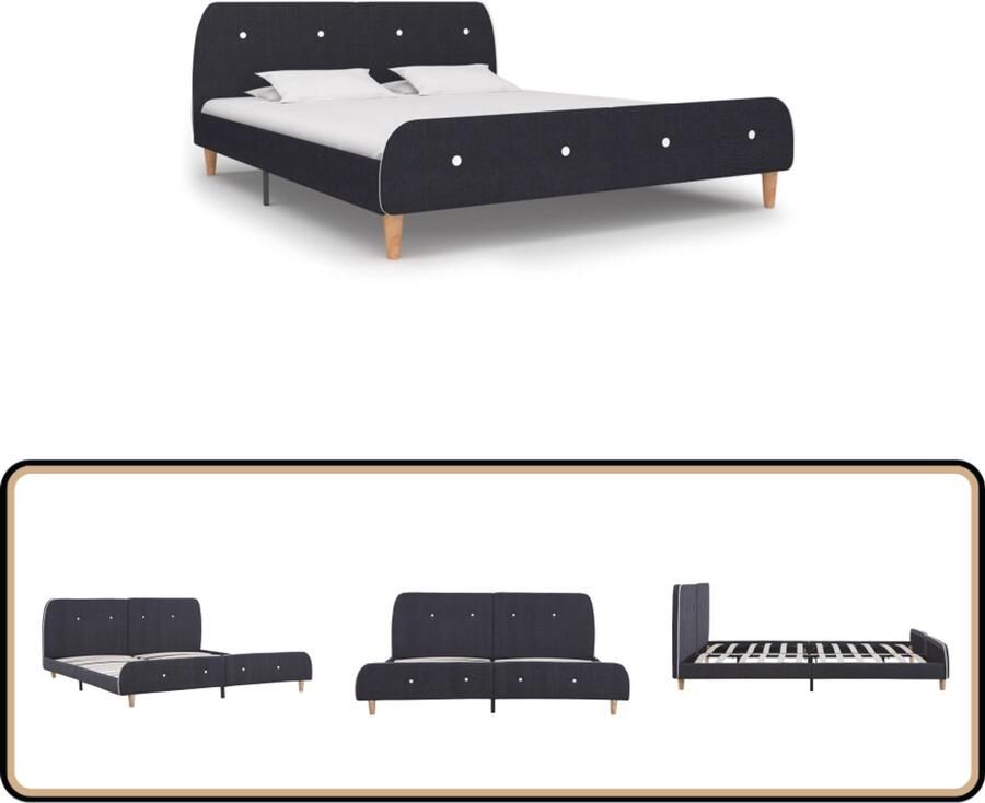 VidaXL Bedframe zonder matras stof donkergrijs 180x200 cm