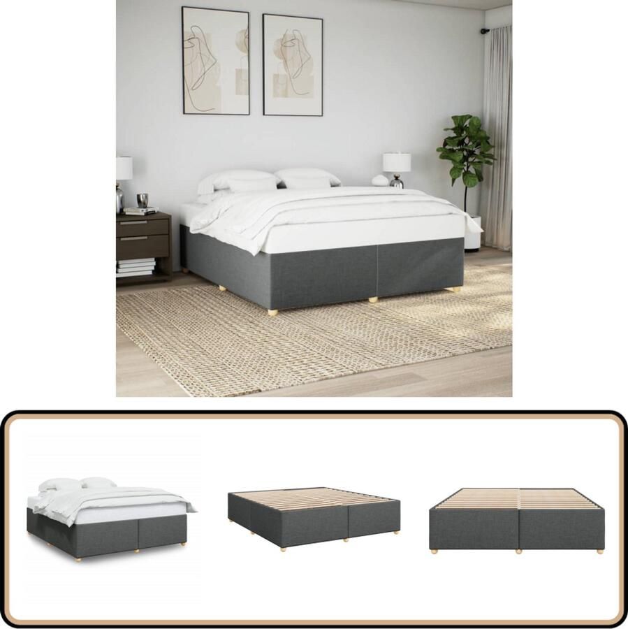 VidaXL Bedframe zonder matras stof donkergrijs 180x200 cm