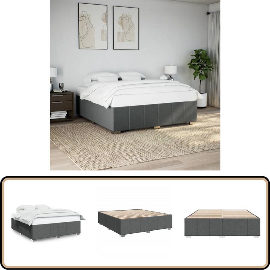 VidaXL Bedframe zonder matras stof donkergrijs 180x200 cm