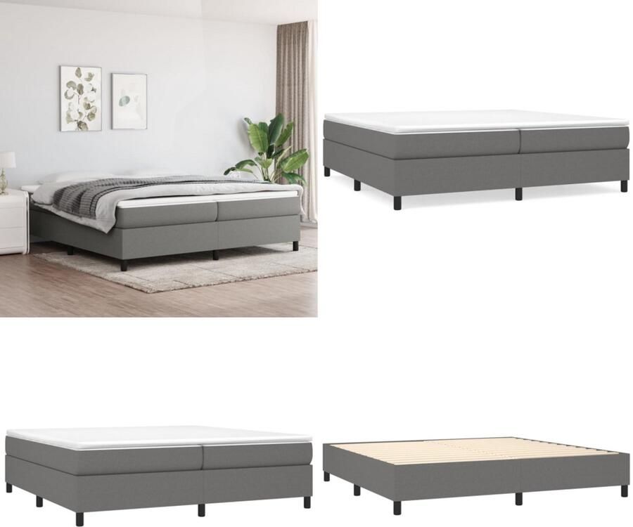 VidaXL Bedframe zonder matras stof donkergrijs 200x200 cm Bedframe Bed Slaapmeubel