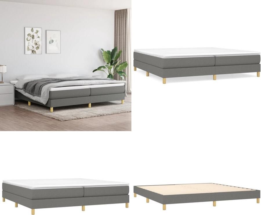 VidaXL Bedframe zonder matras stof donkergrijs 200x200 cm Bedframe Bed Slaapmeubel