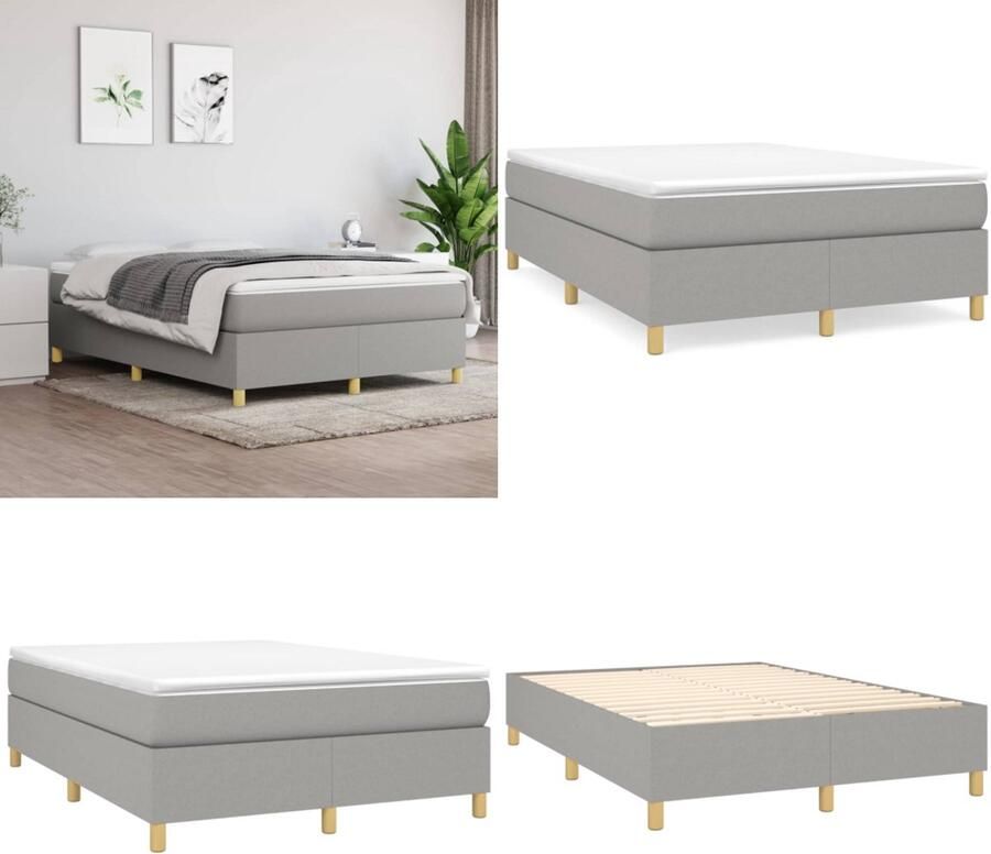 VidaXL Bedframe zonder matras stof lichtgrijs 140x190 cm - Foto 3