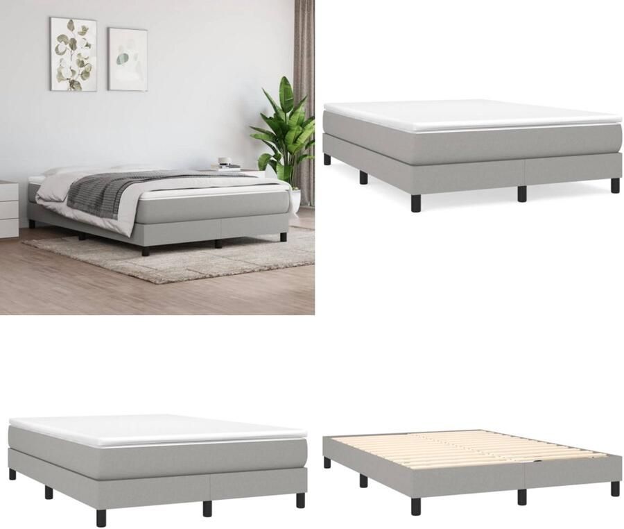 VidaXL Boxspringframe stof lichtgrijs 140x190 cm Boxspringframe Boxspringframes Bed Ledikant