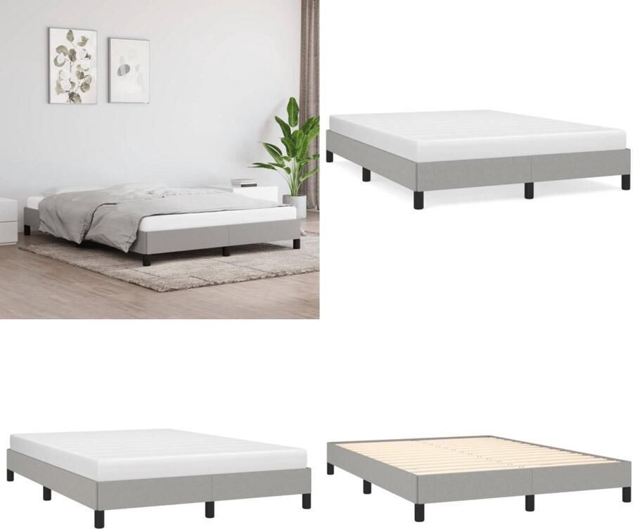 VidaXL Bedframe zonder matras stof lichtgrijs 140x190 cm Bedframe Bed Slaapmeubel
