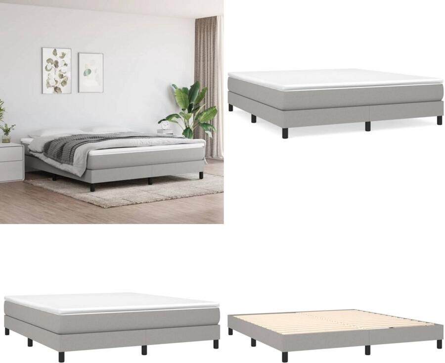 VidaXL Boxspringframe stof lichtgrijs 160x200 cm Boxspringframe Boxspringframes Bed Ledikant