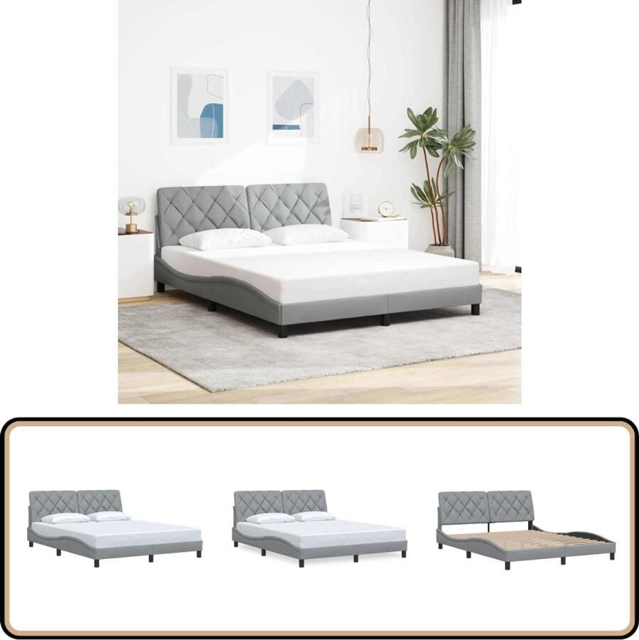 VidaXL Bedframe zonder matras stof lichtgrijs 160x200 cm