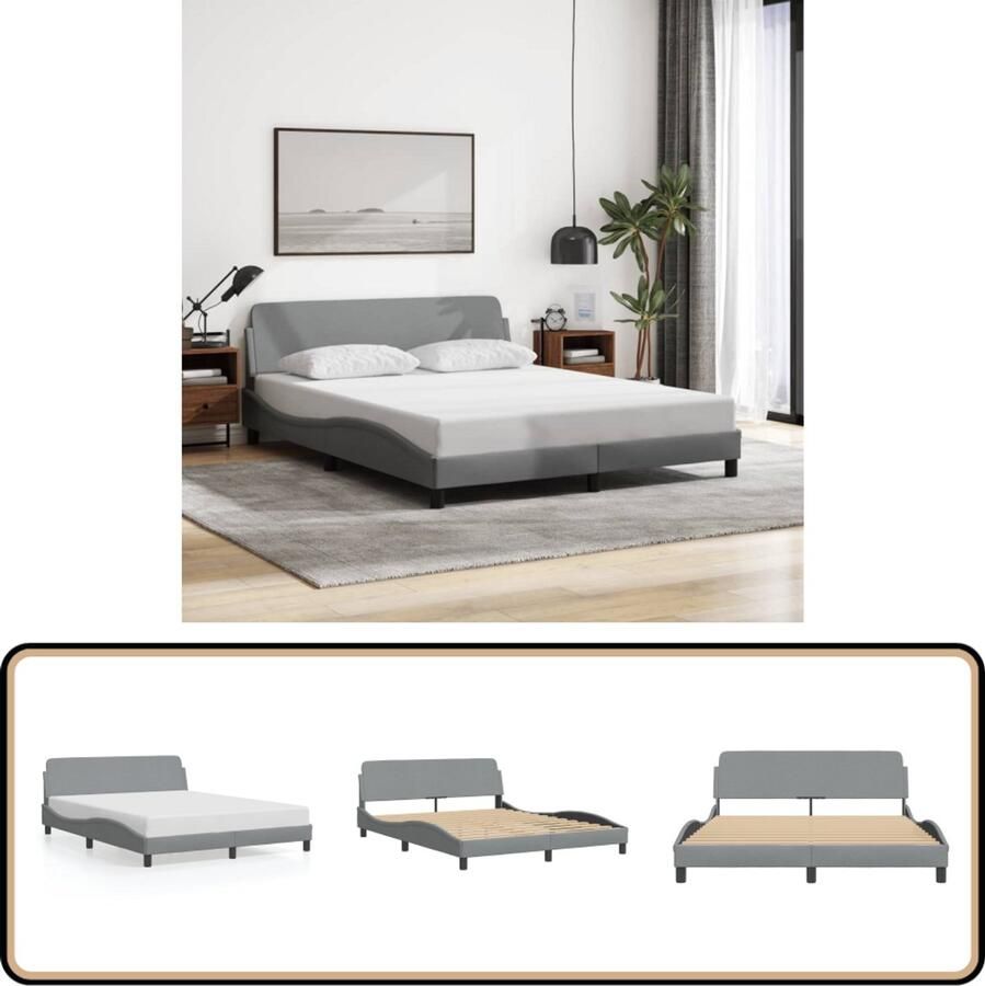 VidaXL Bedframe zonder matras stof lichtgrijs 160x200 cm